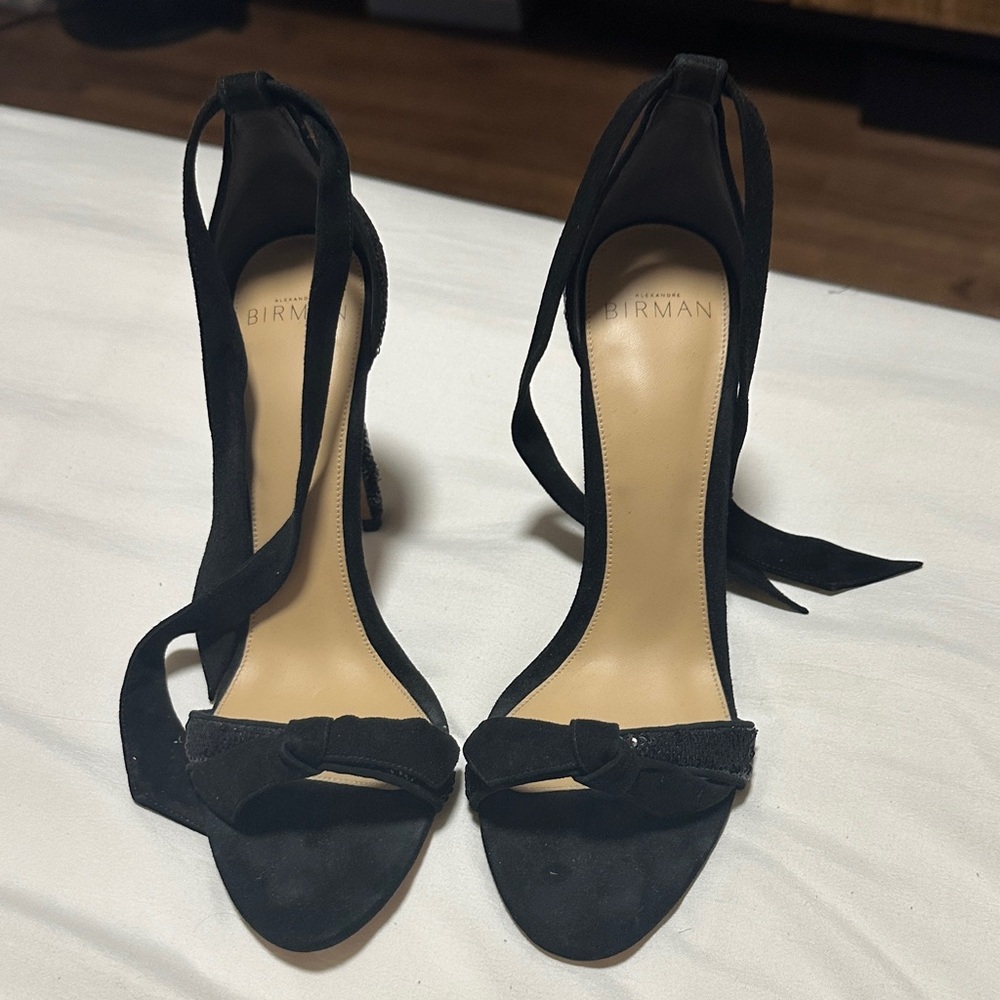 Alexandre Birman Black Suede Heels with Bow